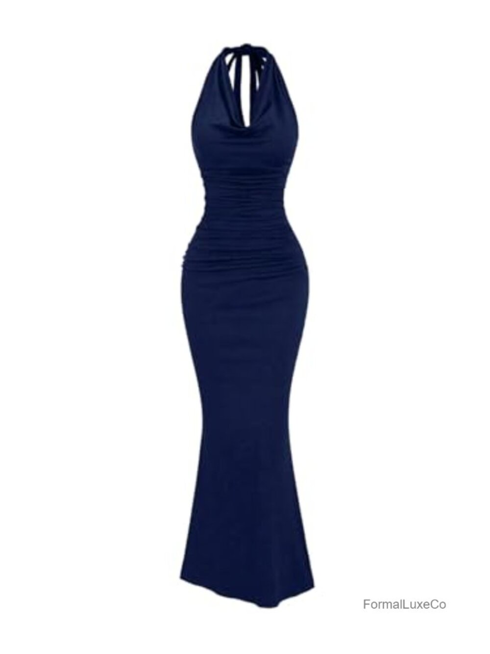 Women's Halter Draped Maxi Dress Backless Formal Long Dress